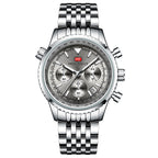 MINI FOCUS Men Multifunction Chronograph Calendar Luminous Business Quartz Watch