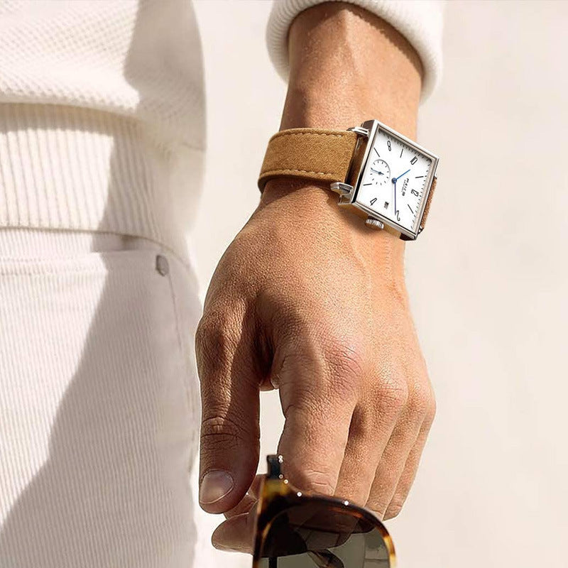 Orologio meccanico da uomo quadrato, automatico, casual, semplice, cavo