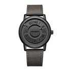 FOXBOX-Men's Magnetic Quartz Wristwatch Creative Scroll Pointer Genuine Leather Watch
