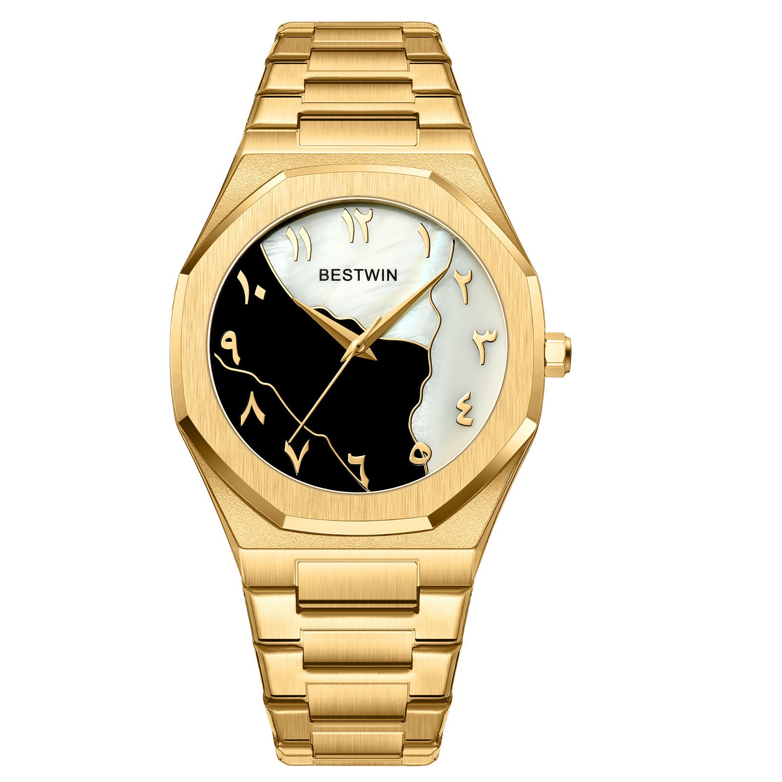 Luxury Men's Watch reloj hombre BESTWIN Creative Dial Gold Shell Face Business Watches for Men relogios masculino