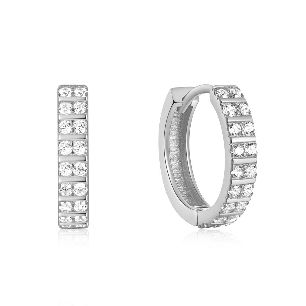 Women Luxury Earrings High Quality Elegant Sparkly Diamond Hoops Gold Plated S925 Silver Zircon Hoop Women Earrings - Acquisti Online