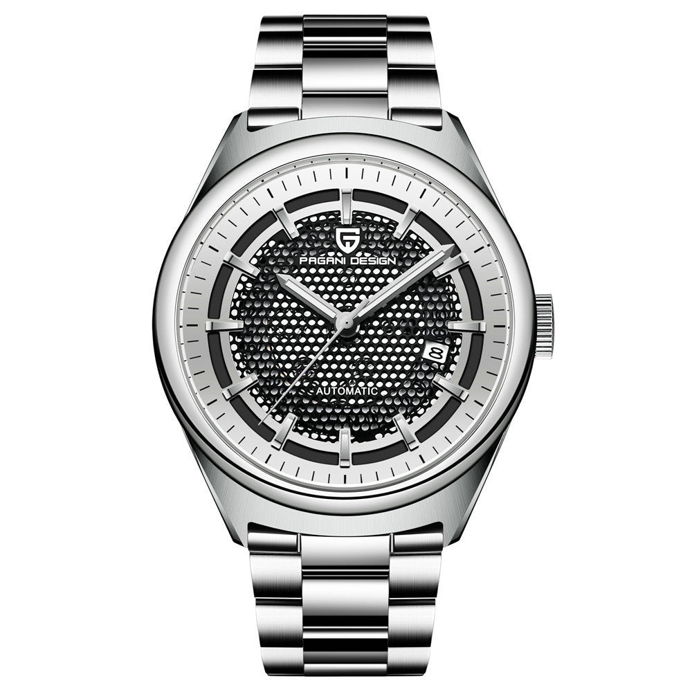 Pagani Design Orologio da uomo casual-elegante, movimento automatico, orologio meccanico, cinturino in acciaio, impermeabile, orologio da uomo alla moda