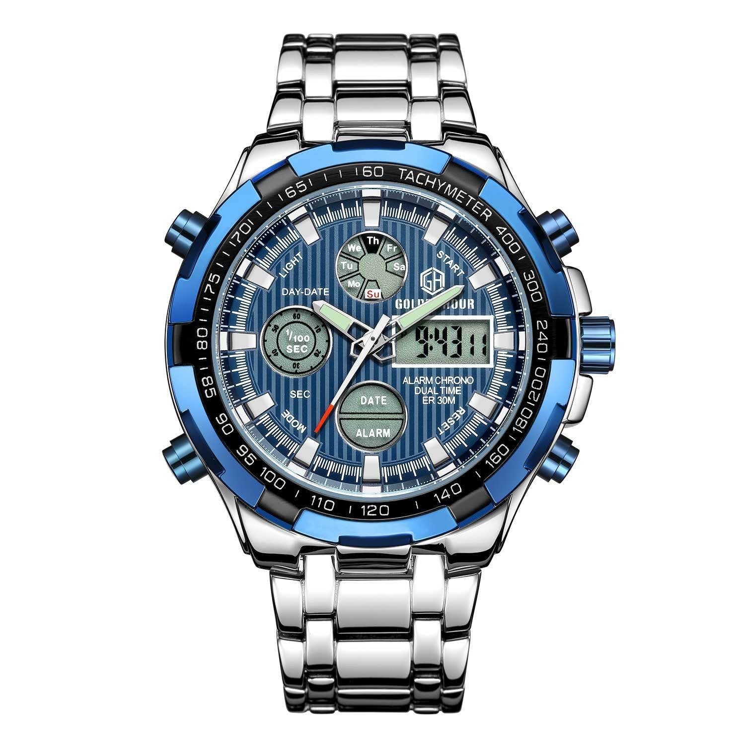 Orologio sportivo multifunzione in lega con calendario da uomo