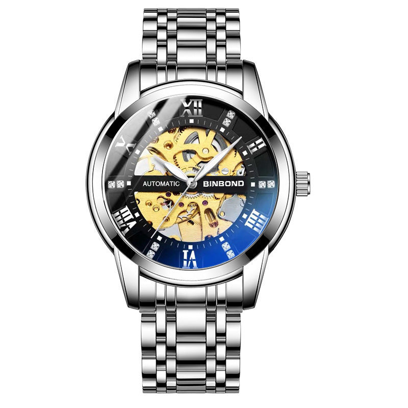 Men's Automatic Mechanical Watch Hollow Luminous Waterproof Simple Fashion Top Brand Stainless Steel Men's Watch - Acquisti Online