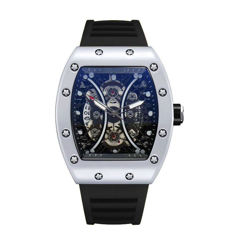 Luxury Automatic Quartz Hollow Luminous Waterproof Barrel-shaped Men's Watch