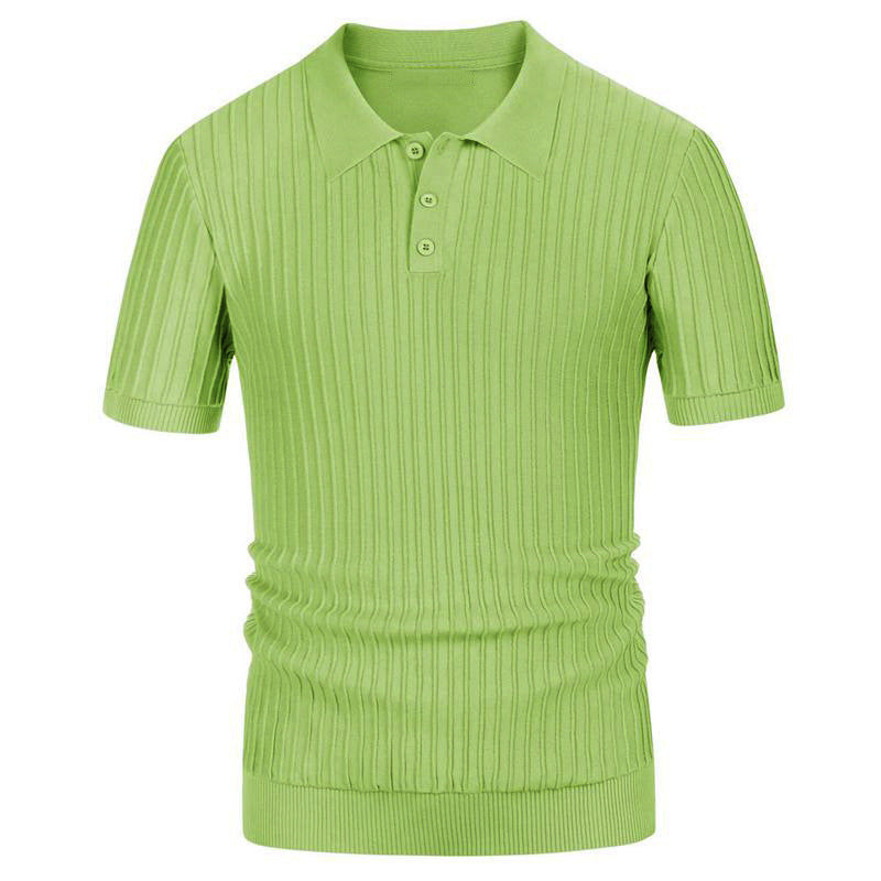 Modieus, snoepkleurig, gebreid, kort mouw, colbert van hoge kwaliteit, casual, slim fit poloshirt voor heren