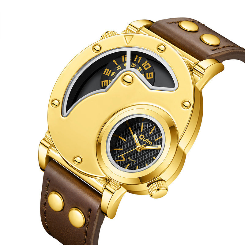 Oulm New Antique Style Unique Design Men's Watch High Quality Leather Strap Men Business Sports Quartz Watch Relogio Masculino - Acquisti Online