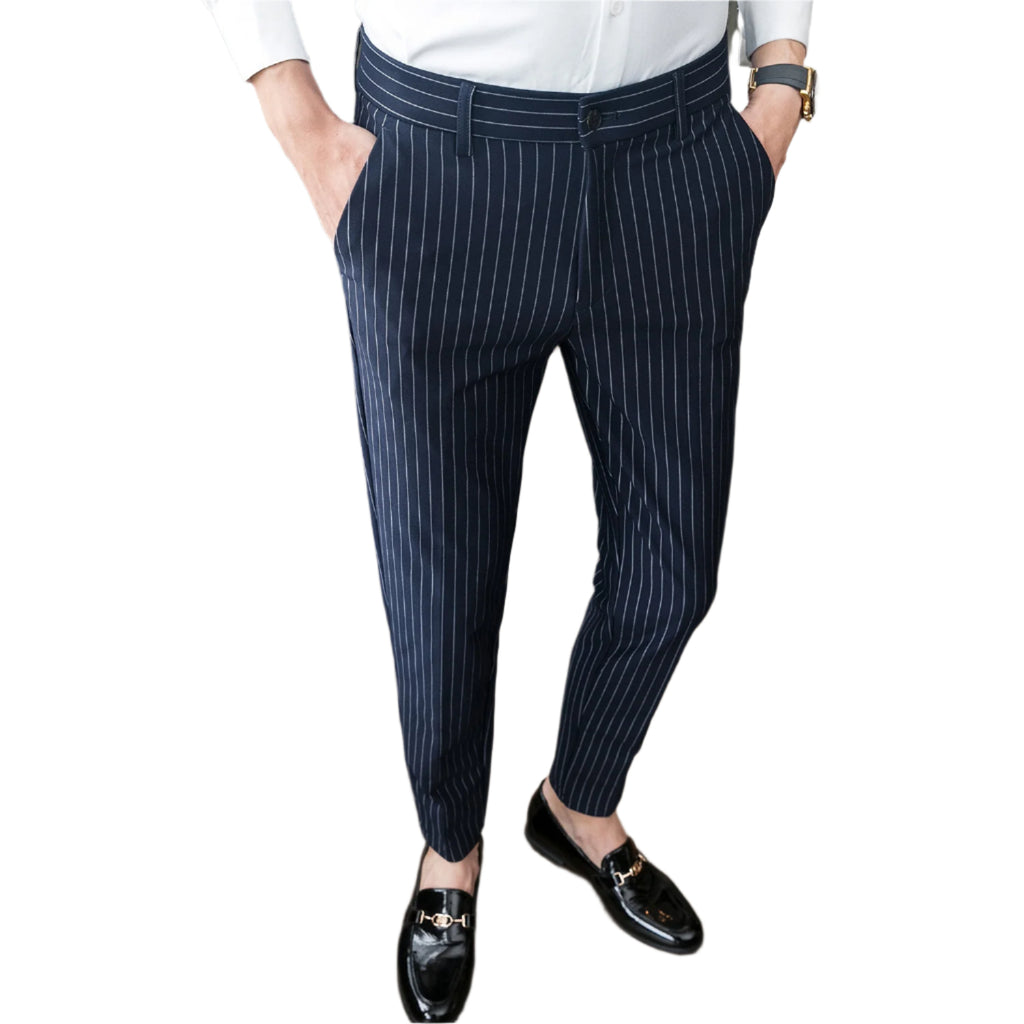 Striped Casual Pants Men's Slim Fit Suit Business Wear