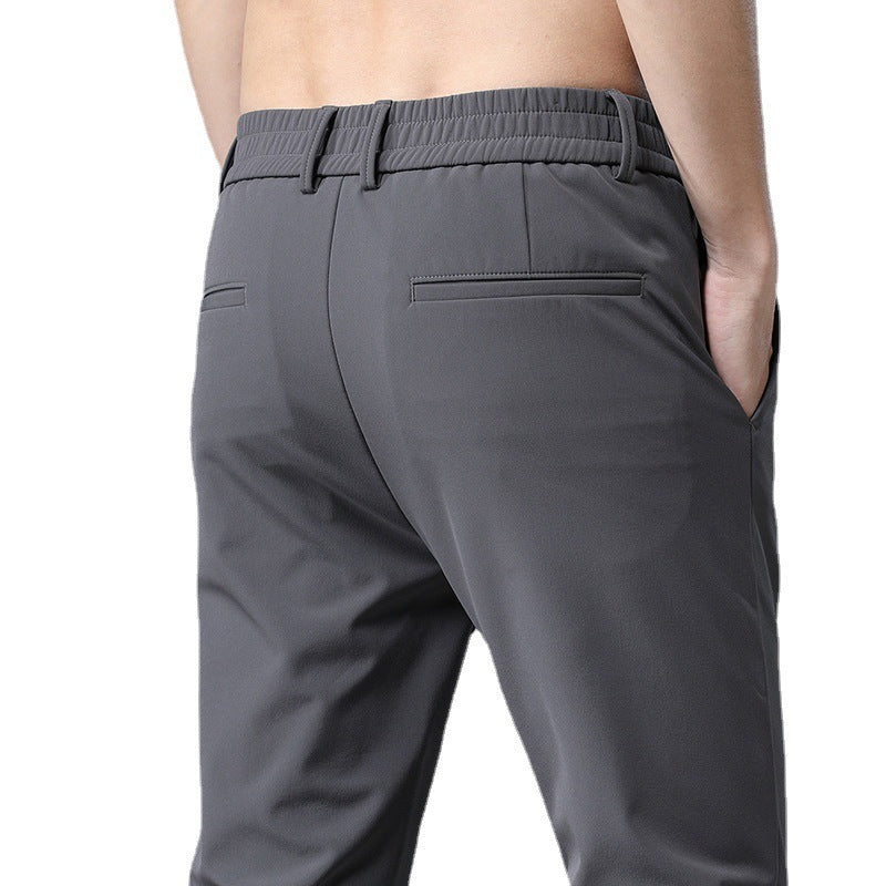 Men's Fashionable Casual Formal Pants Solid Color Casual Suit Thin Pants Medium Elastic Nylon Fashion Men's Casual Pants