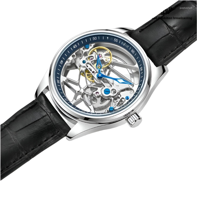 Orologio da polso meccanico automatico da uomo con volano cavo bifacciale impermeabile Orologio meccanico automatico da uomo