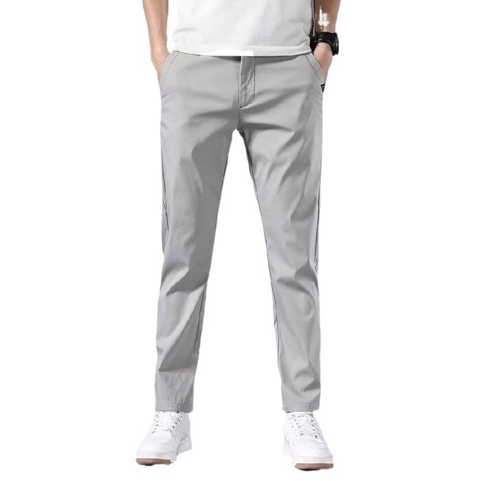 Heren modieuze zakelijke casual formele broek effen kleur polyester dun recht micro elasticiteit heren casual broek