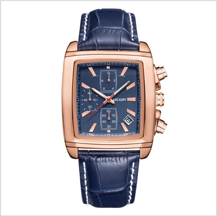 Megir Men's Watch Multifunctional Luminous Men's Sports Quartz Movement Waterproof Leather Band Watch - Acquisti Online