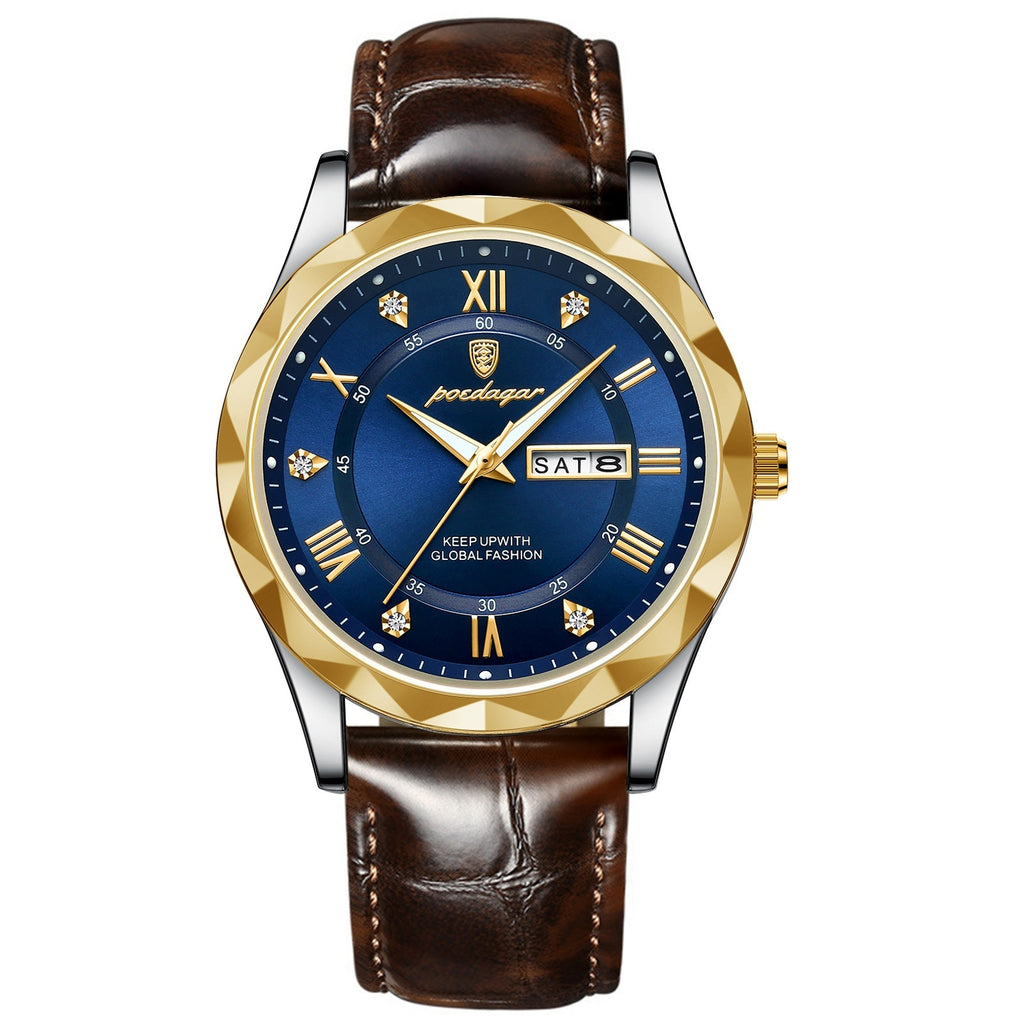 POEDAGAR Luxury Business Men's Wrist Watch Waterproof Luminous Date Week Men's Watch for Men Quartz Watch Leather Men's Watches reloj