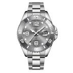 Fashion Men's Watches Stainless Steel Waterproof Quartz Wrist Watch Simulated Mechanical Movement Mineral Mirror Diver