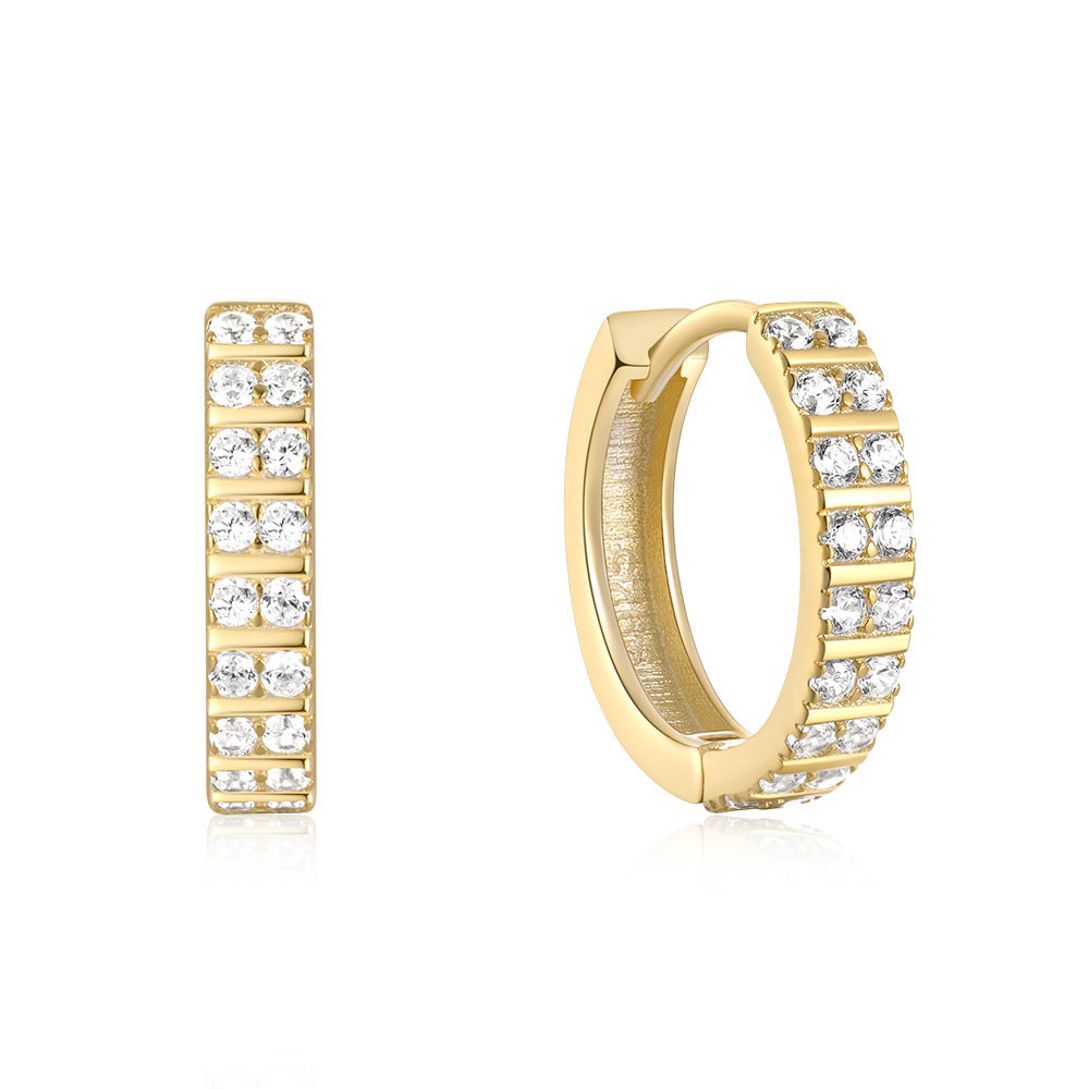 Women Luxury Earrings High Quality Elegant Sparkly Diamond Hoops Gold Plated S925 Silver Zircon Hoop Women Earrings - Acquisti Online