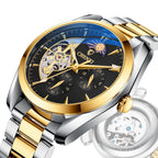 Orologio meccanico automatico da uomo impermeabile con sole, luna e stelle