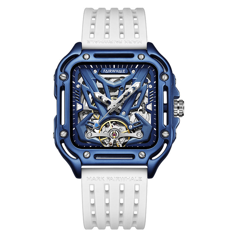 FAIRWHALE Nuovo Orologio Tourbillon alla Moda Impermeabile Automatico Meccanico da Uomo con Cinturino in Silicone Relogio Masculino