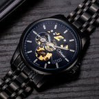 Orologio da uomo meccanico completamente automatico alla moda con cinturino in acciaio di lusso hipster