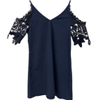 Nieuwe lente/zomer/herfstjurk met V-hals en jarretels en holle mouwen voor dames 