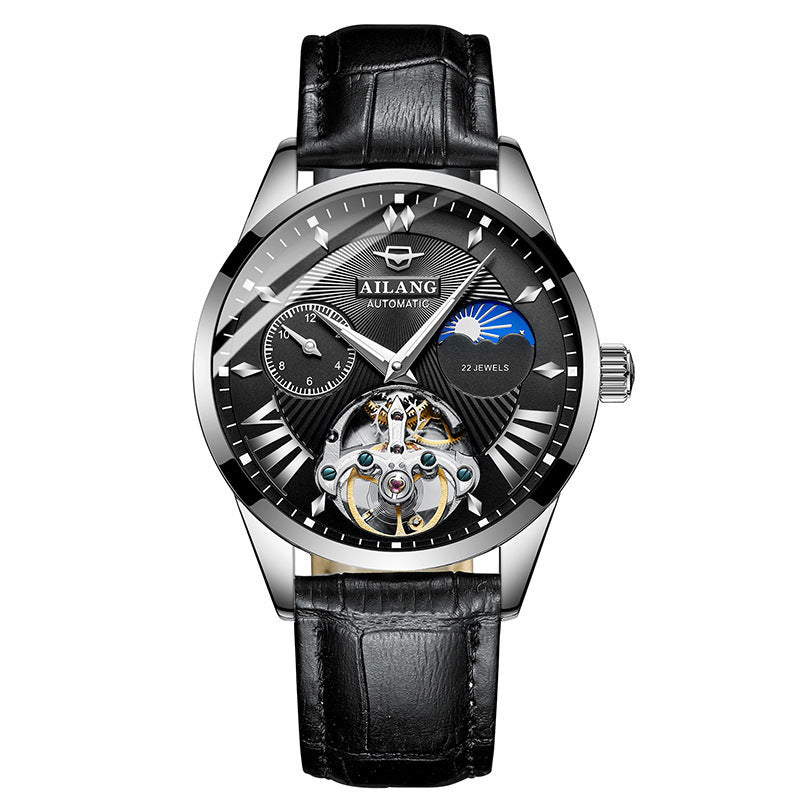 AILANG Men's Automatic Watch Leather Band Waterproof Mechanical Movement Watch Man Business Casual Watch