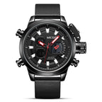 Multifunctionele wekker lichtgevend leren quartzhorloge