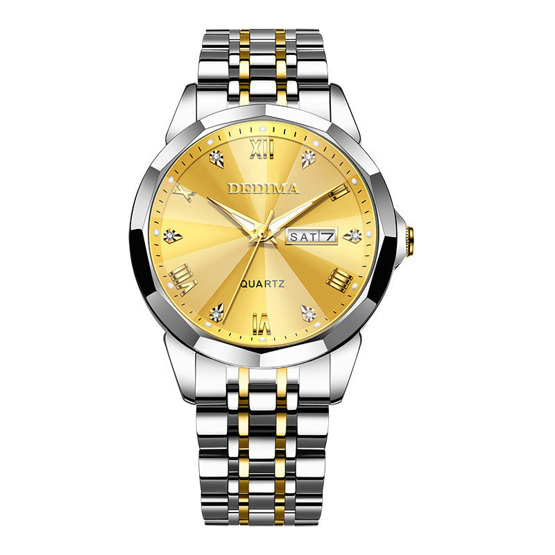 Orologio da polso da uomo di lusso DEDIMA, luminoso, impermeabile, al quarzo, in acciaio inossidabile.