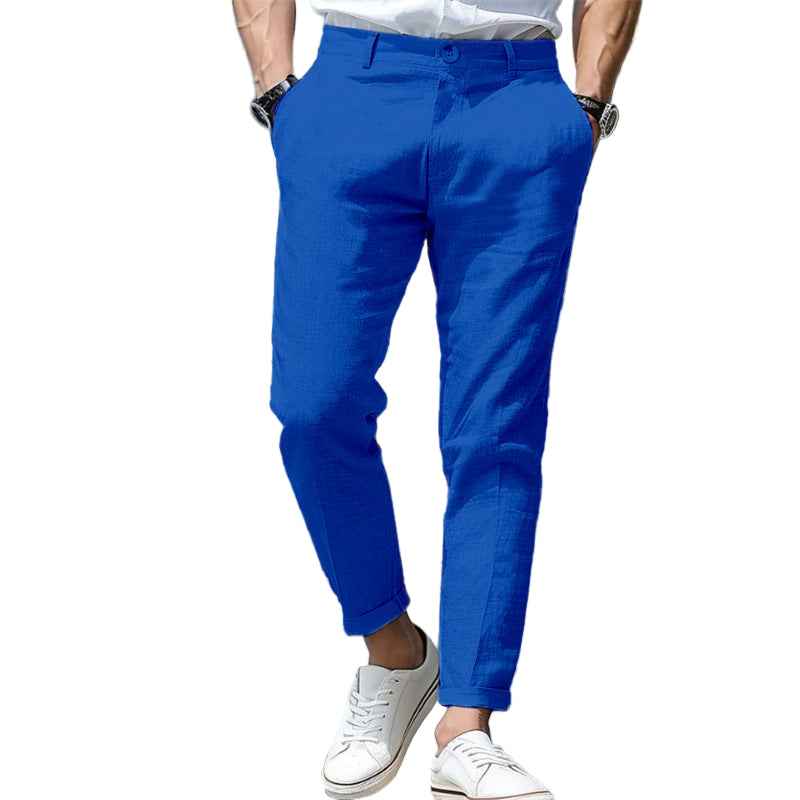 Men's Linen Summer Button Front Slant Pocket Straight-leg pant - Acquisti Online