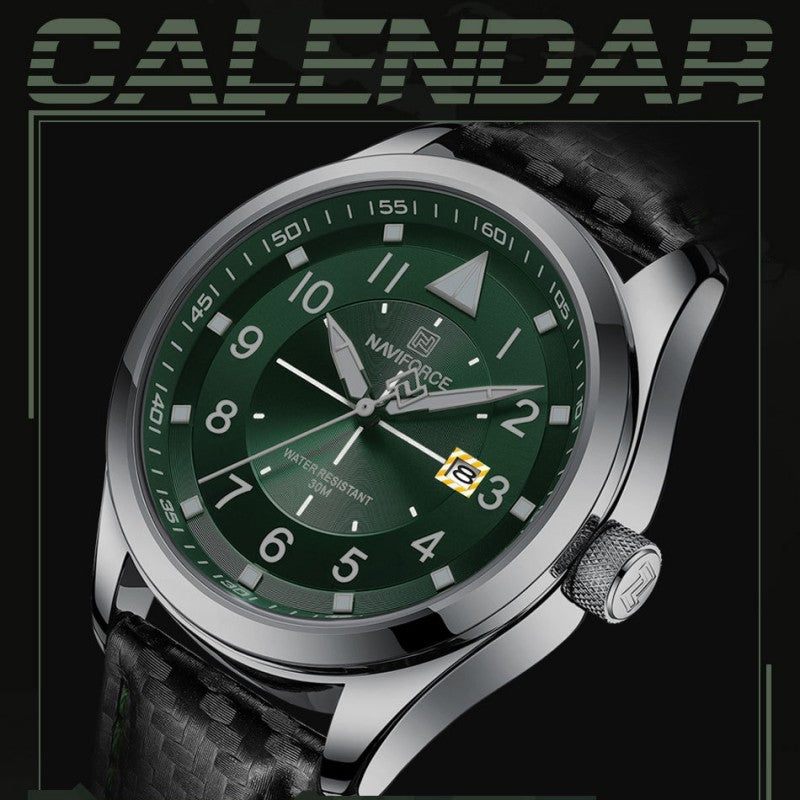 NAVIFORCE  Men's Sport Quartz Calendar Watch Leather Waterproof Clock Casual Business Luminous Wrist Watch