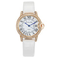 Women's Fashion Leather band Stainless Steel Classic Casual Quarzt Watch Sparkling Stone Crafted Quartz Watch - Acquisti Online