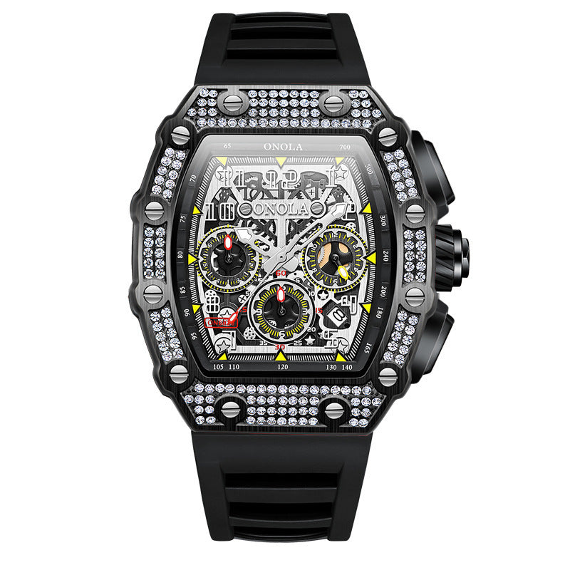 Orologio meccanico multifunzionale alla moda, nuovo, stile Full Diamond