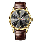 BINBOND Top Brand Luxury Fashion Men's Quartz Watch Waterproof Week Date Watch Men's Sports Watch Stainless Steel Quartz Wristwatch Genuine Leather Men's Waterproof Leisure watch
