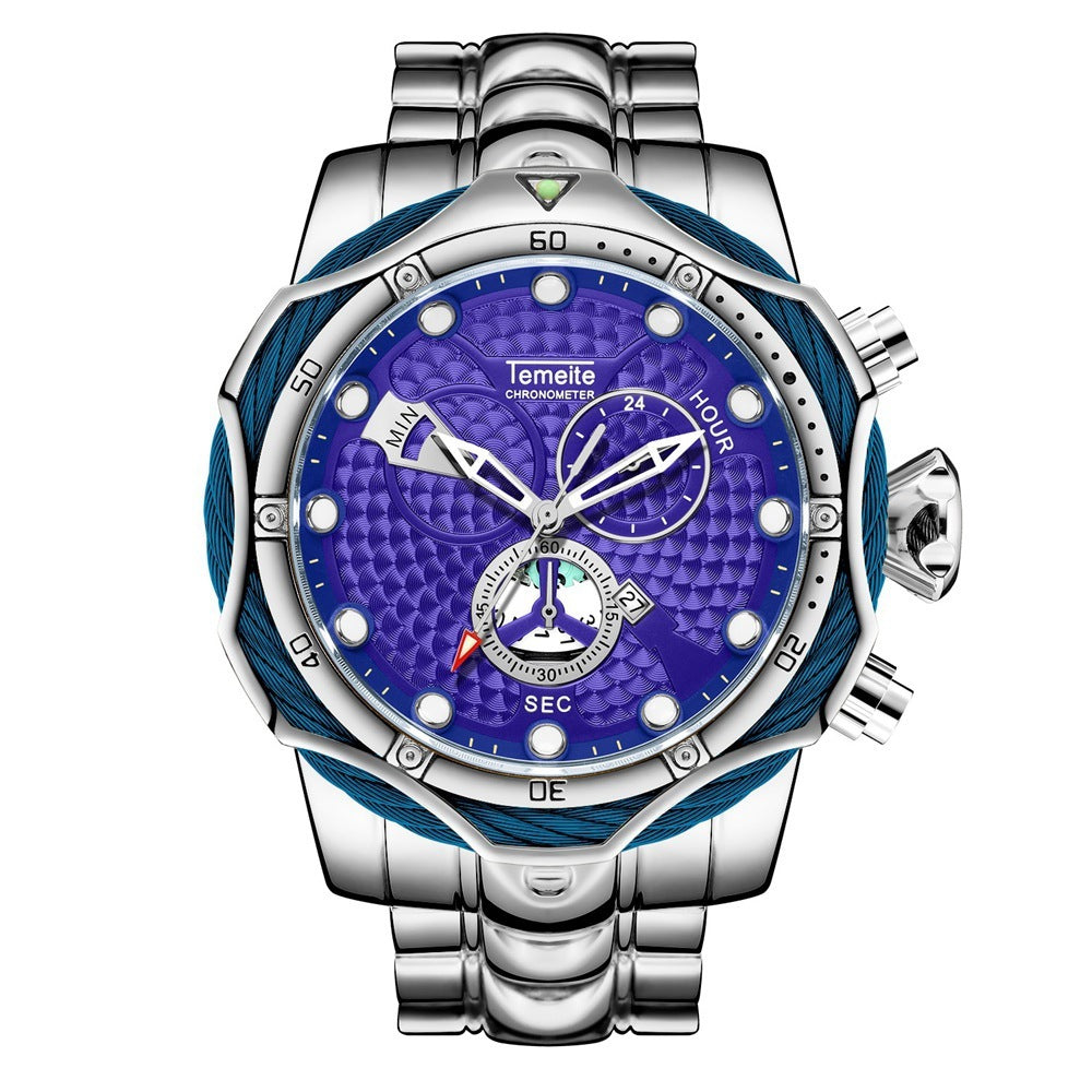 Temeite Brand Luxury Design Men's Quartz Watch Steel Band Quartz Wristwatch