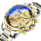 OLENSE Men's Multifunction Chronograph Luminous Blue Light Glass Quartz Watch