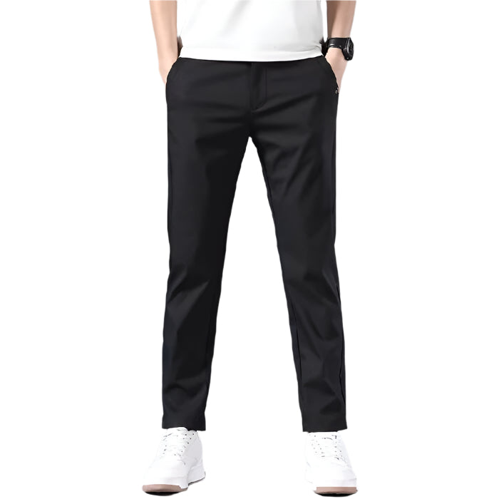 Heren modieuze zakelijke casual formele broek effen kleur polyester dun recht micro elasticiteit heren casual broek