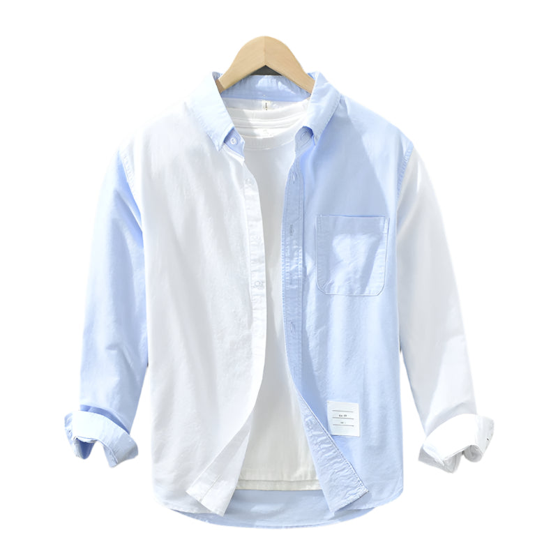 Men's Fashionable Casual Shirt Solid Color Cotton Fiber Cardigan Long Sleeve Loose Slim Fit Fashion Men's Casual Shirt
