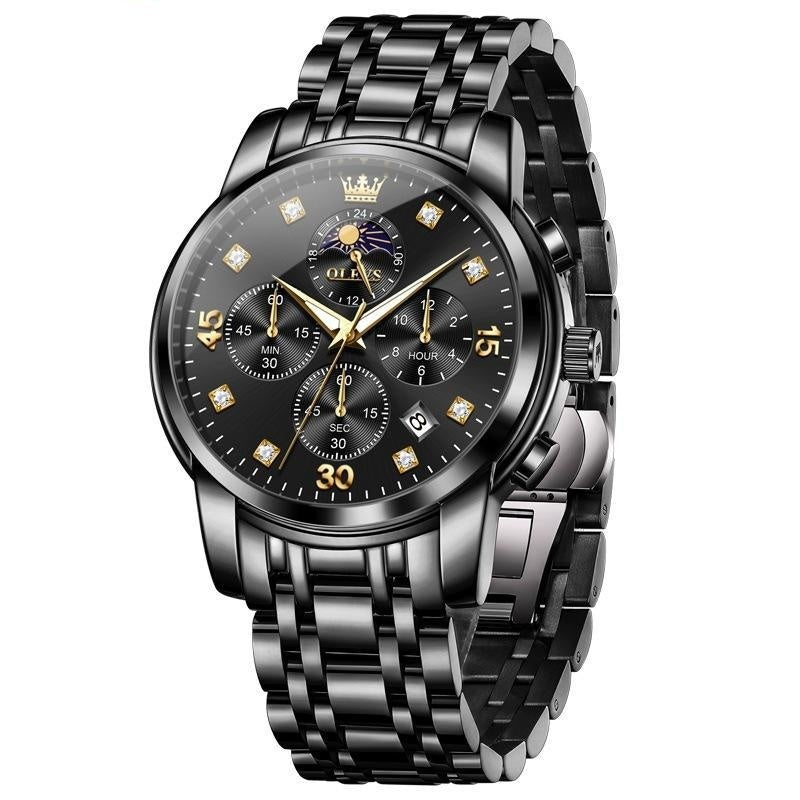 OLEVS Orologi da uomo di lusso con calendario impermeabile, movimento al quarzo, orologio da polso multifunzione