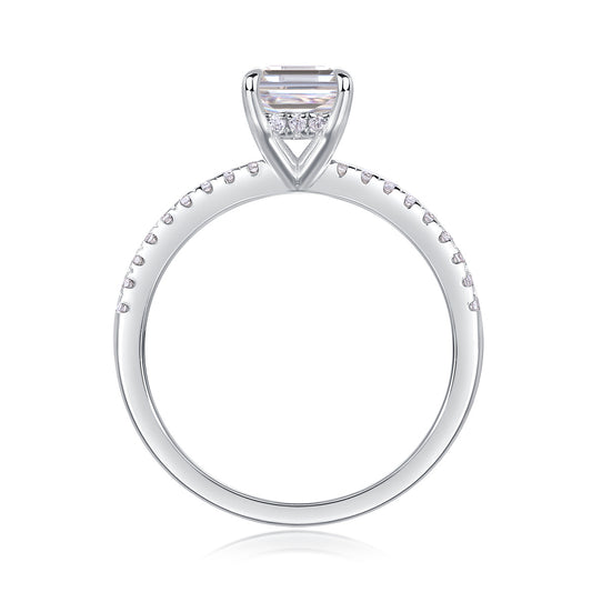 Square Diamond Ring Luxury Fashion Set Moissanite Silver Ring