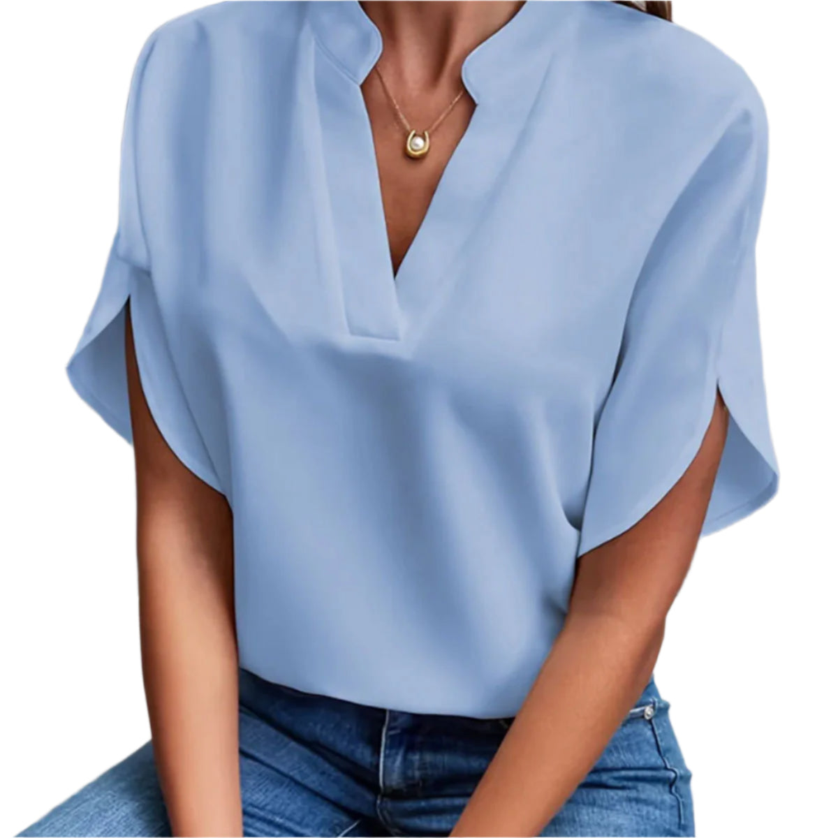 Zomers kort mouwen chiffon shirt Nieuw V-hals shirt Dames casual veelzijdige kleding