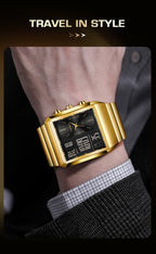 Foxbox Man Classic Stylish Watch Automatic Quartz Movement Steel Band Waterproof Men's Watch - Acquisti Online