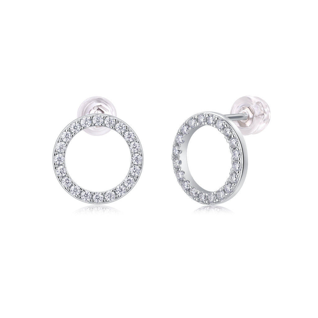 Women Luxury Earring Diamond Moissanite S925 Sterling Silver Earrings Circle Lightweight Comfortable Stud Women Earrings