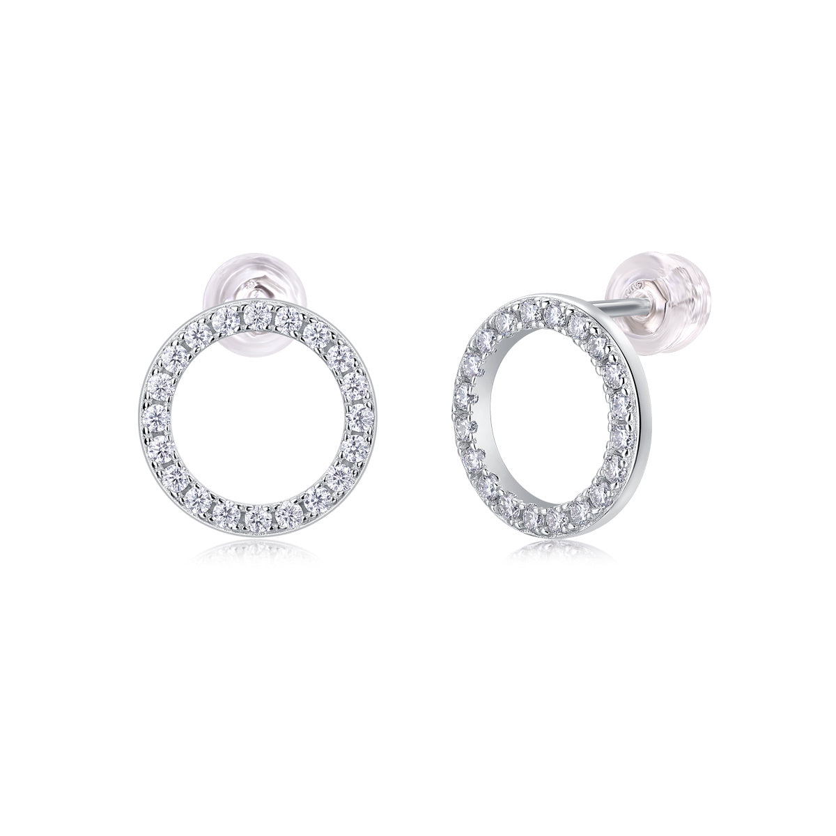Women Luxury Earring Diamond Moissanite S925 Sterling Silver Earrings Circle Lightweight Comfortable Stud Women Earrings