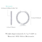 Women Luxury Earring Moissanite Hoop Earrings 925 Sterling Silver 18K Gold Plated Double Row Sparkling Jewelry for Women