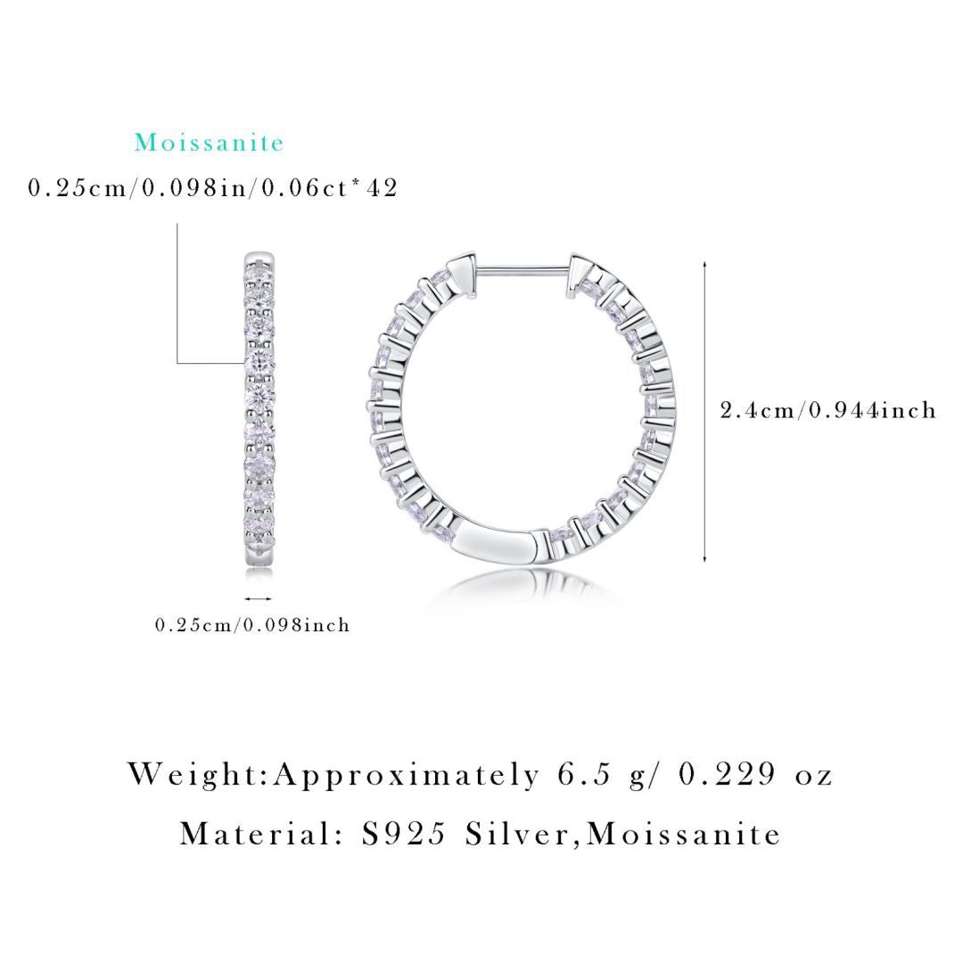 Women Luxury Earring Moissanite Hoop Earrings 925 Sterling Silver 18K Gold Plated Double Row Sparkling Jewelry for Women