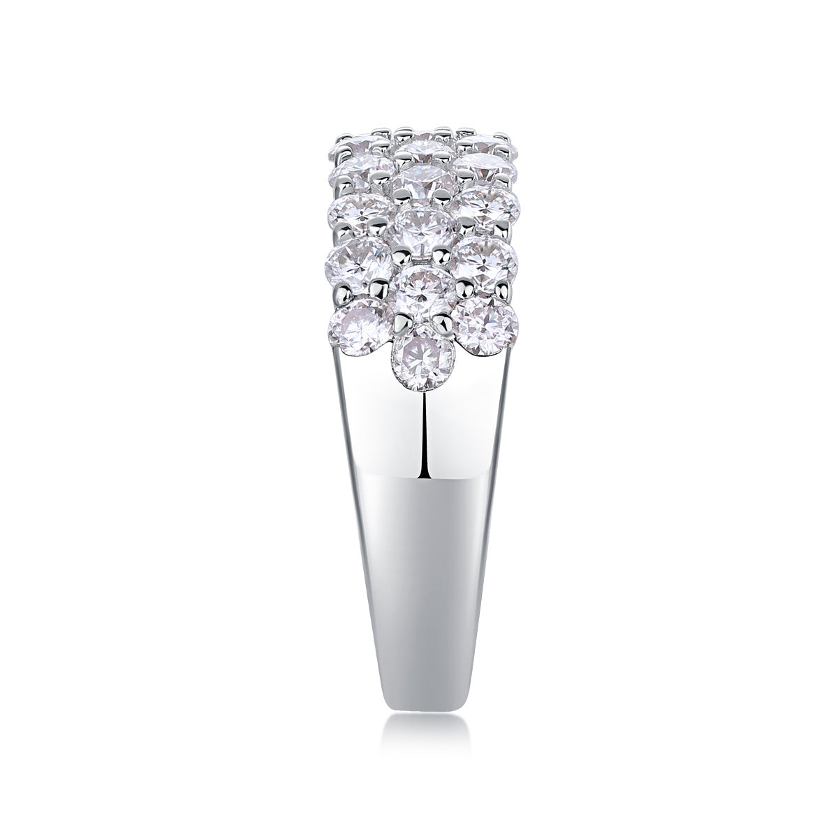 Women's Luxury Ring Sparkling Moissanite Pave Band Ring 18K White Gold Plated S925 Sterling Silver Fashion Women Ring