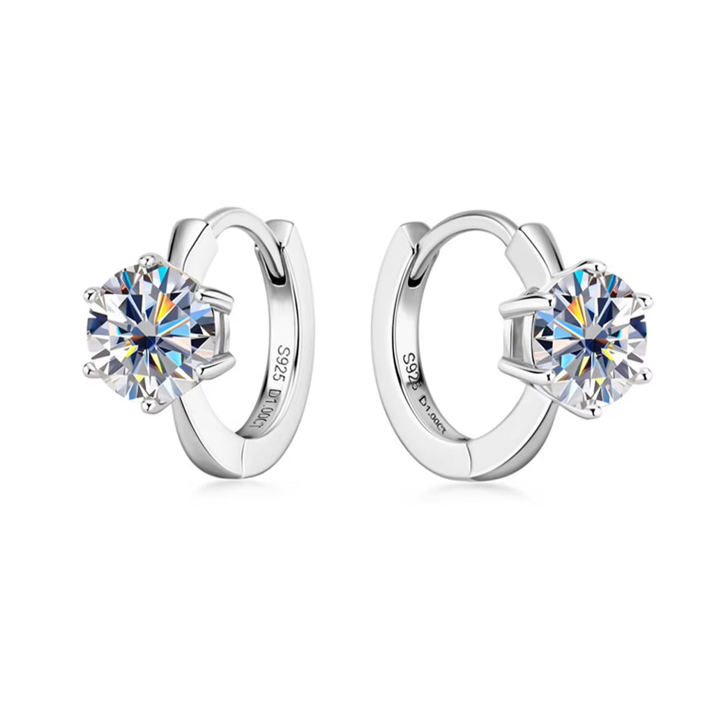 Women Luxury Earrings Fashion Moissanite Diamond S925 Silver Earrings High Quality Solitaire Hoops Women's Earrings