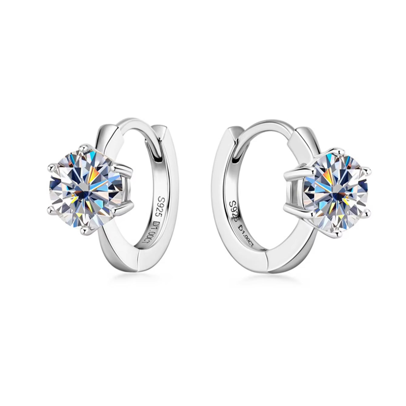 Women Luxury Earrings Fashion Moissanite Diamond S925 Silver Earrings High Quality Solitaire Hoops Women's Earrings