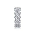 Women Luxury Ring Multi-Row Moissanite Diamond Ring 925 Sterling Silver 18K Gold Plated Wide Band Engagement Silver Ring