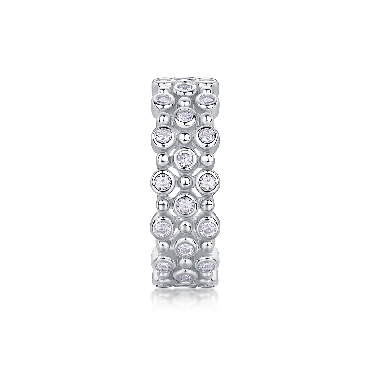 Women Luxury Ring Multi-Row Moissanite Diamond Ring 925 Sterling Silver 18K Gold Plated Wide Band Engagement Silver Ring