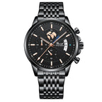 Orologio da uomo meccanico di tendenza, impermeabile, luminoso al quarzo con cinturino in acciaio