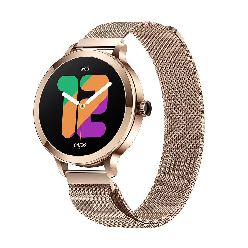 Orologio intelligente da donna AMOLED con Bluetooth, monitoraggio della pressione sanguigna e della frequenza cardiaca, Smart Remainder